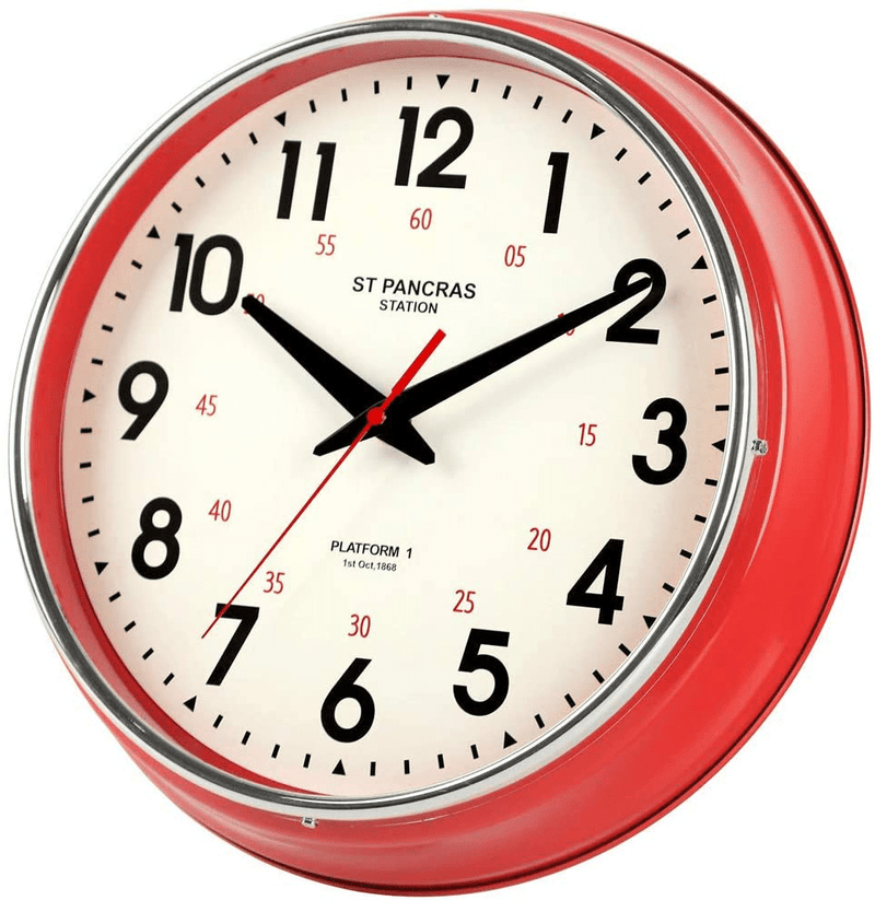 YAVIS Countryside Style Metal Wall Clock, Retro Vintage Wall Clock, Non Ticking Silent, Easy to Read for Living Room/Kitchen/Bedroom/Office 12.4" INCH (Turquoise) Home & Garden > Decor > Clocks > Wall Clocks YAVIS Red  