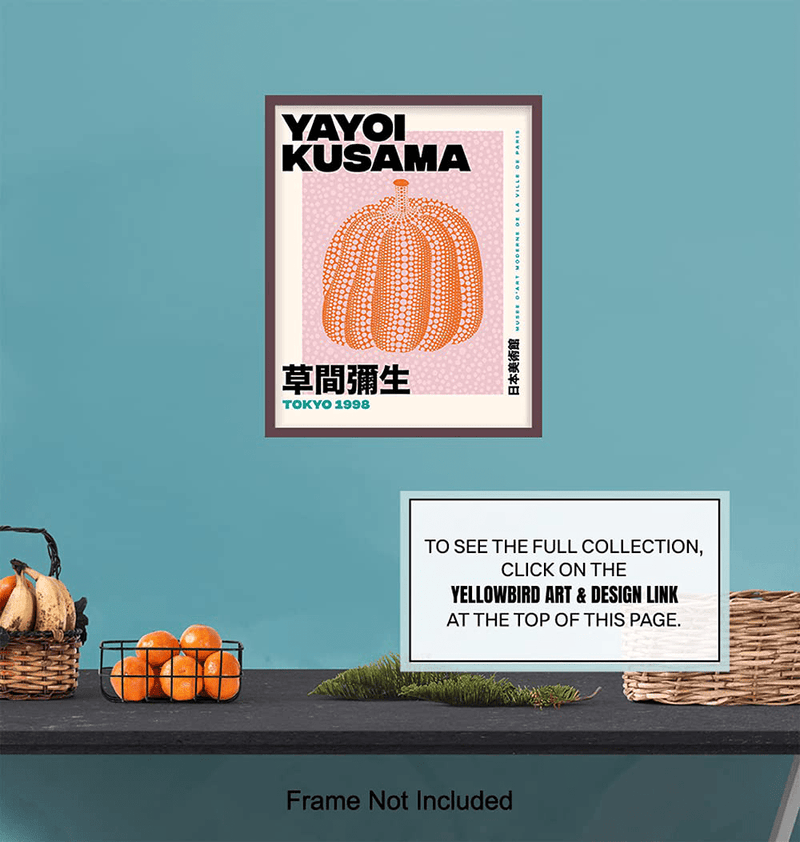 Yayoi Kusama Wall Art & Decor - Gallery Wall Art - Modern Wall Art - Contemporary Wall Art - Museum Poster - Pumpkin Picture Print - Living Room, Bedroom - Women, Men, Housewarming Gift Home & Garden > Decor > Artwork > Posters, Prints, & Visual Artwork Yellowbird Art & Design   