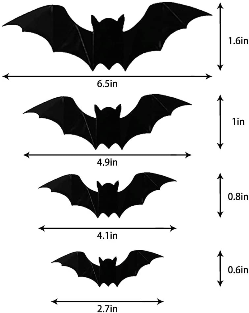 YAZJIWAN Halloween Party Decorations PVC 3D Bats Wall Decal Wall Sticker, Halloween Eve Decor Home Window Decoration Set, Halloween Decor Party Favors Props Supplies Decor (48-Pack) Arts & Entertainment > Party & Celebration > Party Supplies BHSELLY   