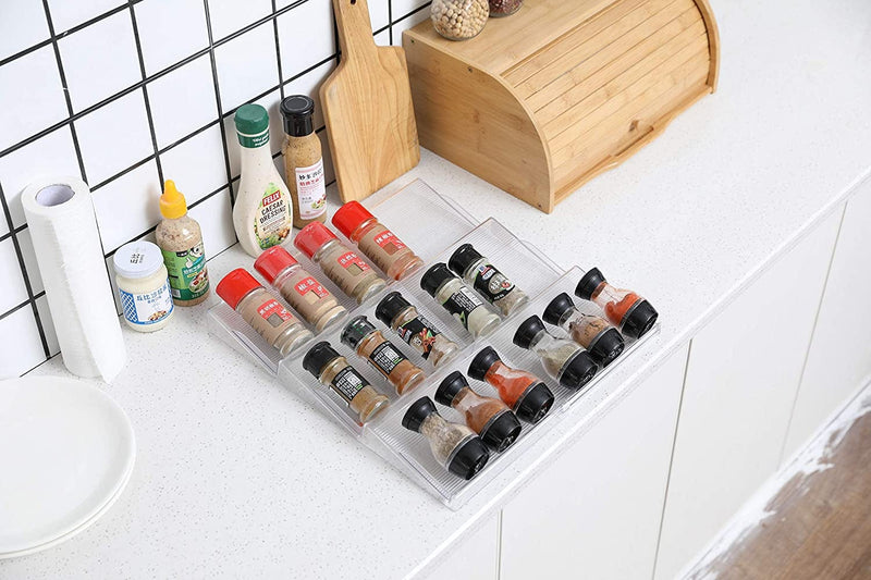 YCOCO Spice Drawer Organizer,Expandable 3 Tier Plastic Spice Rack Step Shelf Organizer for Kitchen Countertop,Cabinet Storage, Seasoning Bottle Storage,Clear Home & Garden > Decor > Decorative Jars YCOCO   