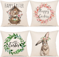YCOLL Easter Decorations Easter Pillow Covers 18X18 Happy Easter Bunny Easter Eggs Blessing Easter Decor Pillowcase Set of 4 Home & Garden > Decor > Seasonal & Holiday Decorations YCOLL Easter Wreath 18x18",Set of 4 