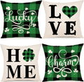 YCOLL St Patricks Day Decorations Pillow Covers 18X18 Set of 4 for Home Decor Buffalo Plaid Farmhouse Lucky Clover Shamrock Cushion Case for Sofa Couch Arts & Entertainment > Party & Celebration > Party Supplies YCOLL Multicolor 16x16",Set of 4 