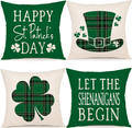 YCOLL St Patricks Day Decorations Throw Pillow Covers 18X18 Set of 4 Scottish Tartan Plaid St Patricks Day Hat Farmhouse Classic Decorative Square Cushion Cases for Sofa Couch Arts & Entertainment > Party & Celebration > Party Supplies YCOLL Green 20x20",Set of 4 