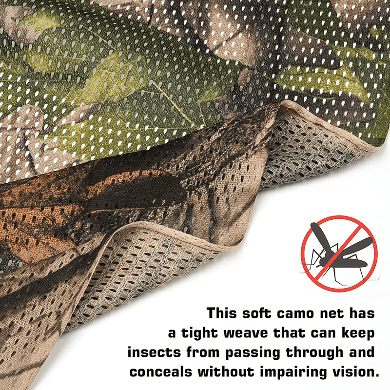 Yeacool Camo Netting Camouflage Netting, Quiet Mesh Net, Duck Blinds Cover, Army Shade Nets, Rustle-Free, Clear View, Lightweight, Bulk Roll, for Treestand, Concealment, Decorations, Hunting, Shooting