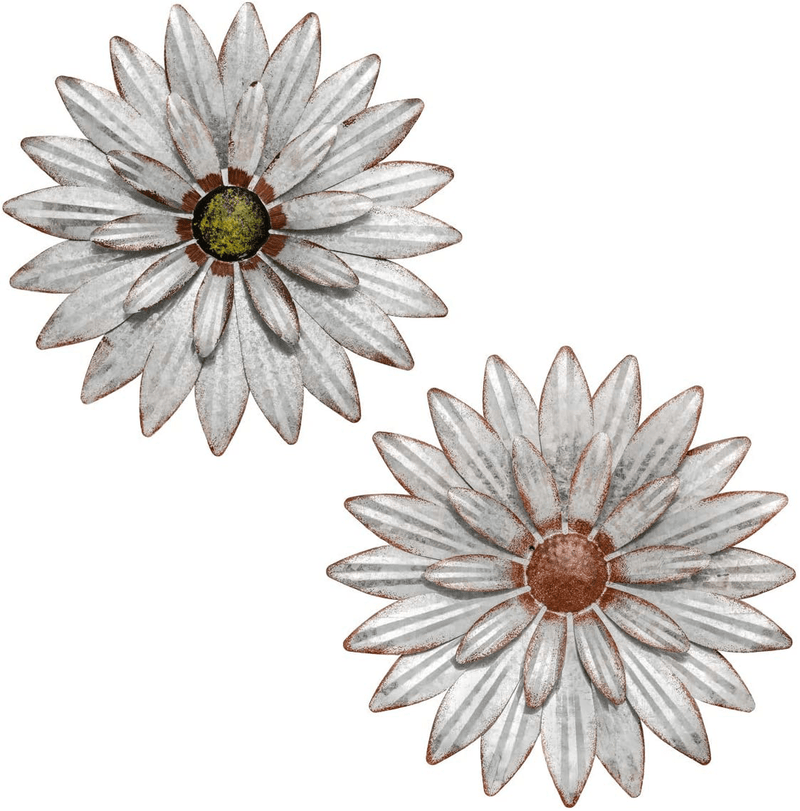 YEAHOME Metal Flower Wall Decor - 9 inch Wall Art Decorations Sunflower Decor Hanging for Bathroom, Bedroom, Living Room - Office/Home Fall Decorations Boho Art, Set of 3 Handmade Gift for Indoor or Outdoor Home & Garden > Decor > Artwork > Sculptures & Statues YEAHOME Rustic-flower-036  