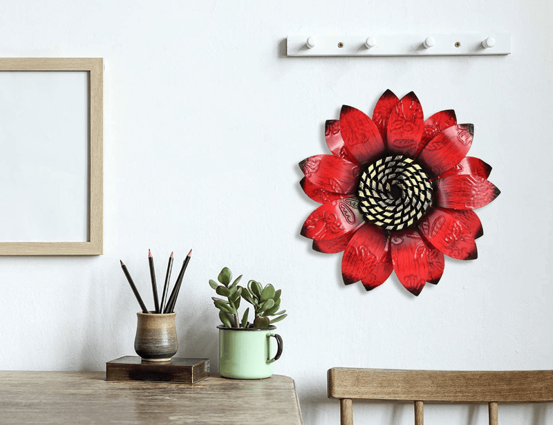 YEAHOME Metal Flower Wall Decor - 9 inch Wall Art Decorations Sunflower Decor Hanging for Bathroom, Bedroom, Living Room - Office/Home Fall Decorations Boho Art, Set of 3 Handmade Gift for Indoor or Outdoor Home & Garden > Decor > Artwork > Sculptures & Statues YEAHOME   