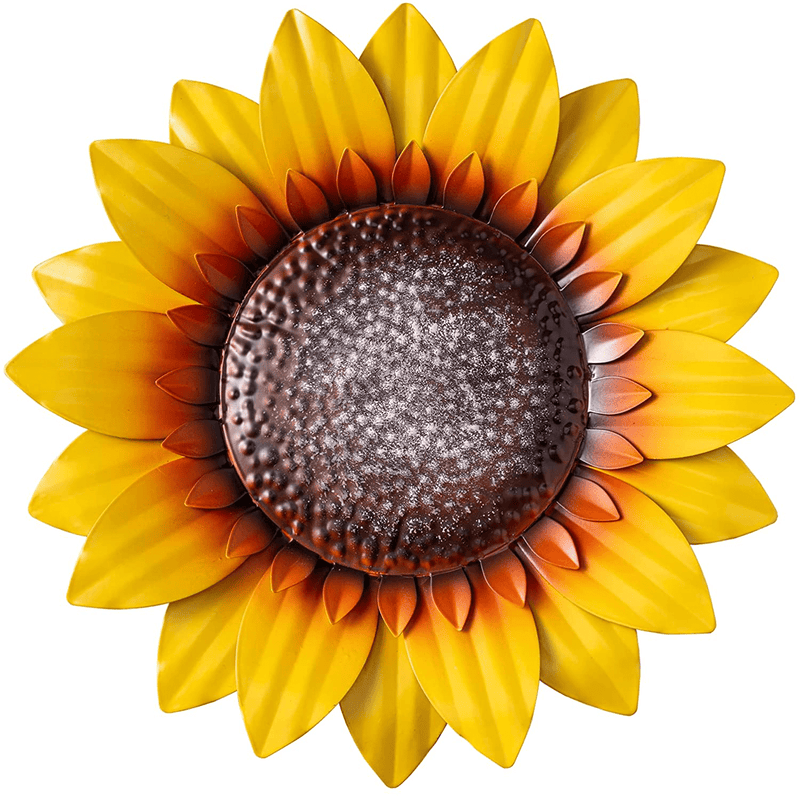 YEAHOME Metal Flower Wall Decor - 9 inch Wall Art Decorations Sunflower Decor Hanging for Bathroom, Bedroom, Living Room - Office/Home Fall Decorations Boho Art, Set of 3 Handmade Gift for Indoor or Outdoor Home & Garden > Decor > Artwork > Sculptures & Statues YEAHOME Sunflower01  