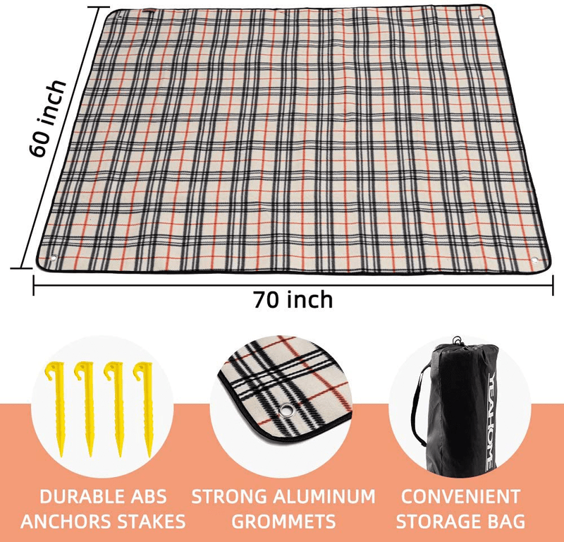 YEAHOME Picnic Blanket Beach Mat, Triple Layers Waterproof Outdoor Blanket, Extra Large Sand Proof Portable Camping Blanket 60x70, Great for The Beach, Park, Camping on Grass Home & Garden > Lawn & Garden > Outdoor Living > Outdoor Blankets > Picnic Blankets YEAHOME   