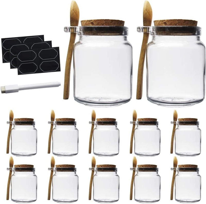 YEBODA 10Oz Small Glass Storage Jars with Cork Lids and Spoons Yogurt Containers for Pantry,Bathroom,Spices,Honey,Mousse,Candy,Candle Making,Diy and Art,Dishwaresafe 12 Pack Home & Garden > Decor > Decorative Jars YEBODA   