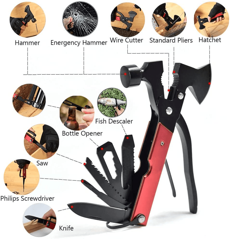 Yeegfey Multitool Camping Accessories Survival Gear Gifts for Mens 15 in 1 Gadgets with Hammer Saw Pliers Bottle Opener Durable Sheath,Emergency Escape Folding Survival Tool for Outdoor Hunting Hiking Sporting Goods > Outdoor Recreation > Camping & Hiking > Camping Tools Yeegfey   