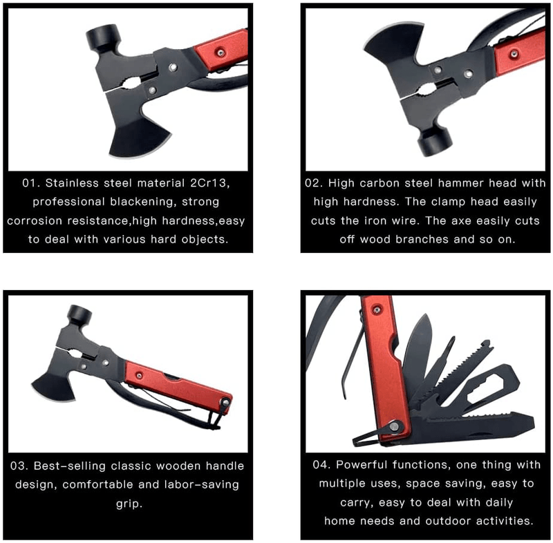 Yeegfey Multitool Camping Accessories Survival Gear Gifts for Mens 15 in 1 Gadgets with Hammer Saw Pliers Bottle Opener Durable Sheath,Emergency Escape Folding Survival Tool for Outdoor Hunting Hiking