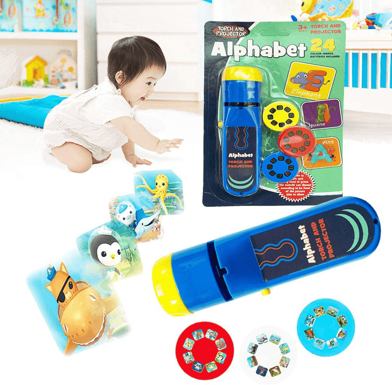 Yeelan Projector Torch Projection Light Torches lamp Flashlight Educational Toy Learning Bedtime Night Lights for Child,Kids,Infant,Toddler,Children (26 Letters)
