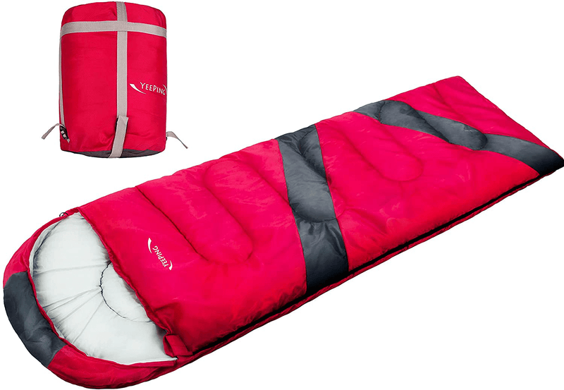 Yeeping Sleeping Bag 20 Degree Fahrenheit, Lightweight, Waterproof, with Compression Sack, for 4 Season Cold & Warm Weather Camping, Hiking, Backpacking, for Kids, Teens,Adults, Boys & Girls Sporting Goods > Outdoor Recreation > Camping & Hiking > Sleeping Bags Yeeping Red  