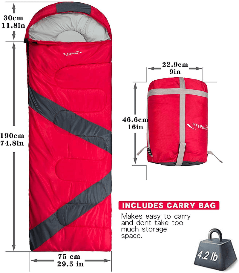 Yeeping Sleeping Bag 20 Degree Fahrenheit, Lightweight, Waterproof, with Compression Sack, for 4 Season Cold & Warm Weather Camping, Hiking, Backpacking, for Kids, Teens,Adults, Boys & Girls Sporting Goods > Outdoor Recreation > Camping & Hiking > Sleeping Bags Yeeping   