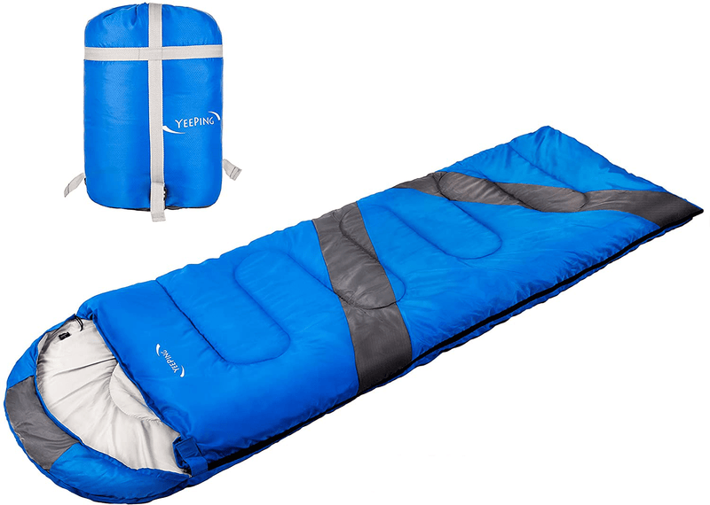 Yeeping Sleeping Bag 20 Degree Fahrenheit, Lightweight, Waterproof, with Compression Sack, for 4 Season Cold & Warm Weather Camping, Hiking, Backpacking, for Kids, Teens,Adults, Boys & Girls Sporting Goods > Outdoor Recreation > Camping & Hiking > Sleeping Bags Yeeping Blue  