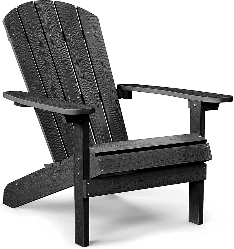YEFU Adirondack Chair Plastic Weather Resistant, Patio Chairs 5 Steps Easy Installation, Looks Exactly like Real Wood, Widely Used in Outdoor, Fire Pit, Deck, Outside, Garden, Campfire Chairs (Black) Sporting Goods > Outdoor Recreation > Camping & Hiking > Camp Furniture YEFU   