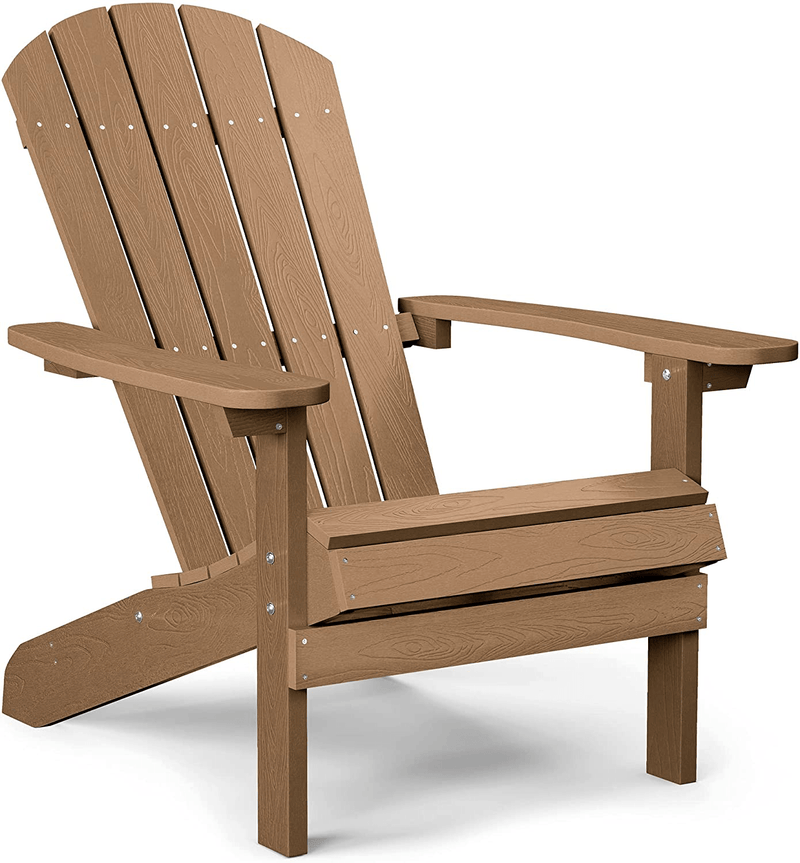YEFU Plastic Adirondack Chairs Weather Resistant, Patio Chairs 5 Steps Easy Installation, like Real Wood, Widely Used in Outdoor, Fire Pit, Deck, Lawn, Outside, Garden Chairs (Cream White) Sporting Goods > Outdoor Recreation > Camping & Hiking > Camp Furniture YEFU Teak  