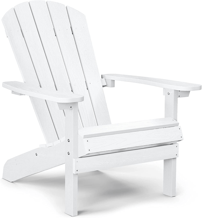 YEFU Plastic Adirondack Chairs Weather Resistant, Patio Chairs 5 Steps Easy Installation, like Real Wood, Widely Used in Outdoor, Fire Pit, Deck, Lawn, Outside, Garden Chairs (Cream White) Sporting Goods > Outdoor Recreation > Camping & Hiking > Camp Furniture YEFU Cream White  