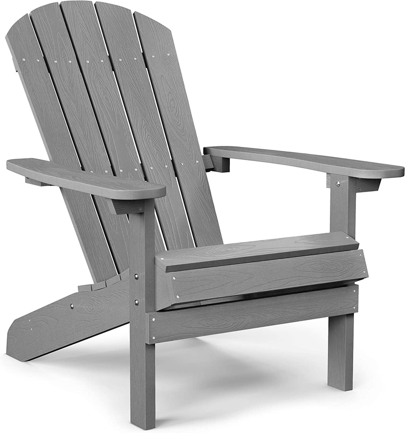 YEFU Plastic Adirondack Chairs Weather Resistant, Patio Chairs 5 Steps Easy Installation, like Real Wood, Widely Used in Outdoor, Fire Pit, Deck, Lawn, Outside, Garden Chairs (Cream White) Sporting Goods > Outdoor Recreation > Camping & Hiking > Camp Furniture YEFU Grey  