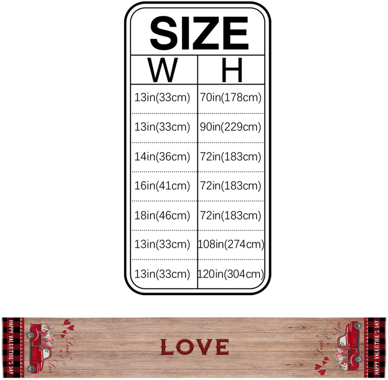YEHO Art Gallery Happy Valentine'S Day Red Truck with Heart Shaped Flowers Table Runner, Non-Slip Modern Farmhouse Table Runners for Family Dinner Kitchen Table Office Decor 13X70In Home & Garden > Decor > Seasonal & Holiday Decorations YEHO Art Gallery   
