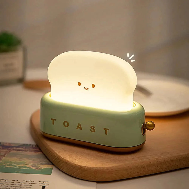 Yenergy Toast Bread Lamp Kids Night Light Lamp Child Room Funny Nightlight Decor Bedroom Decorations for Baby Soft Silicone Birthday Gifts (Green)