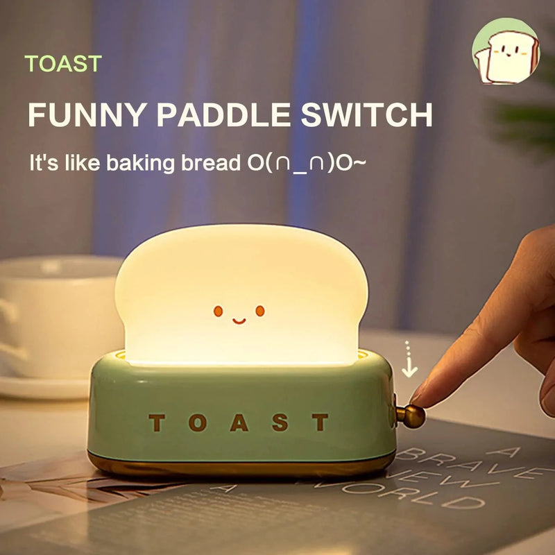 Yenergy Toast Bread Lamp Kids Night Light Lamp Child Room Funny Nightlight Decor Bedroom Decorations for Baby Soft Silicone Birthday Gifts (Green)