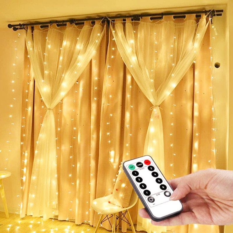 YEOLEH LED Curtain Lights Bedroom Light,8 Modes Christmas Fairy Light with Timer Remote for Valentine Wedding Bedroom Decor,Warm White,7.9Ft X 5.9Ft Home & Garden > Decor > Seasonal & Holiday Decorations YEOLEH Store Warm White  