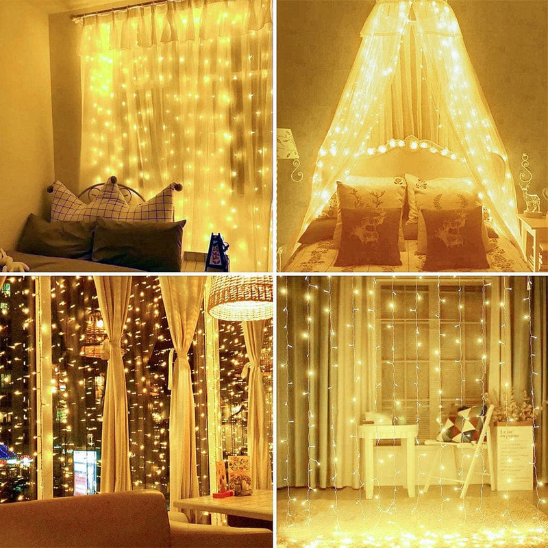 YEOLEH LED Curtain Lights Bedroom Light,8 Modes Christmas Fairy Light with Timer Remote for Valentine Wedding Bedroom Decor,Warm White,7.9Ft X 5.9Ft Home & Garden > Decor > Seasonal & Holiday Decorations YEOLEH Store   