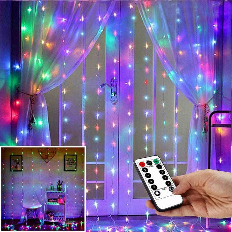 YEOLEH LED Curtain Lights Bedroom Light,8 Modes Christmas Fairy Light with Timer Remote for Valentine Wedding Bedroom Decor,Warm White,7.9Ft X 5.9Ft Home & Garden > Decor > Seasonal & Holiday Decorations YEOLEH Store Multicolor  