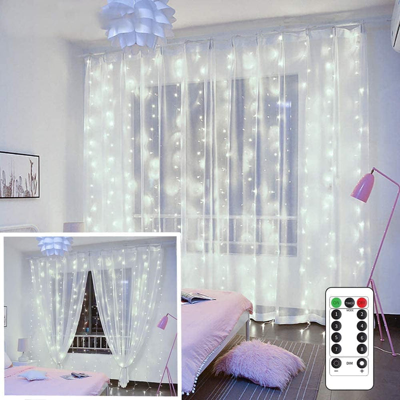 YEOLEH String Lights Curtain,Usb Powered Fairy Lights for Bedroom Wall Party,8 Modes & IP64 Waterproof Ideal for Outdoor Wedding Decor (White,7.9Ft X 5.9Ft) Home & Garden > Lighting > Light Ropes & Strings YEOLEH White  