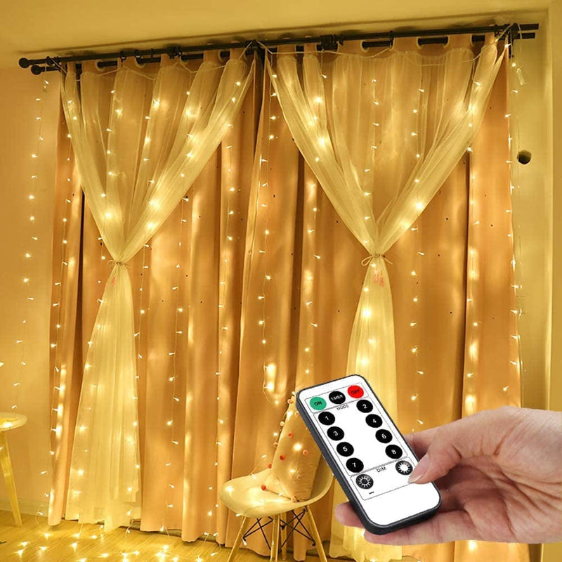 YEOLEH String Lights Curtain,Usb Powered Fairy Lights for Bedroom Wall Party,8 Modes & IP64 Waterproof Ideal for Outdoor Wedding Decor (White,7.9Ft X 5.9Ft) Home & Garden > Lighting > Light Ropes & Strings YEOLEH Warm White  