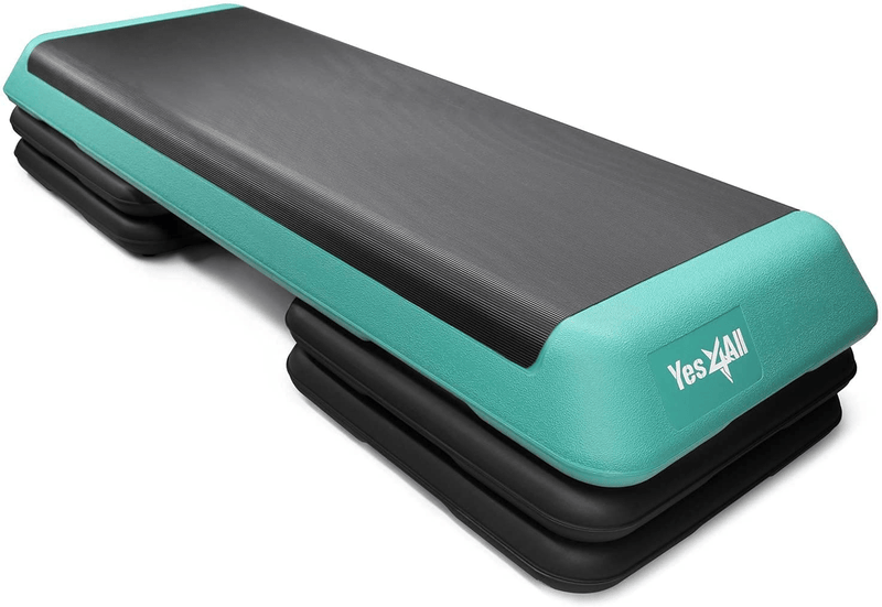 Yes4All Aerobic Exercise Workout Step Platform Health Club Size with 4 Adjustable Risers Included and Extra Risers Options  Yes4All A. Green/Black  