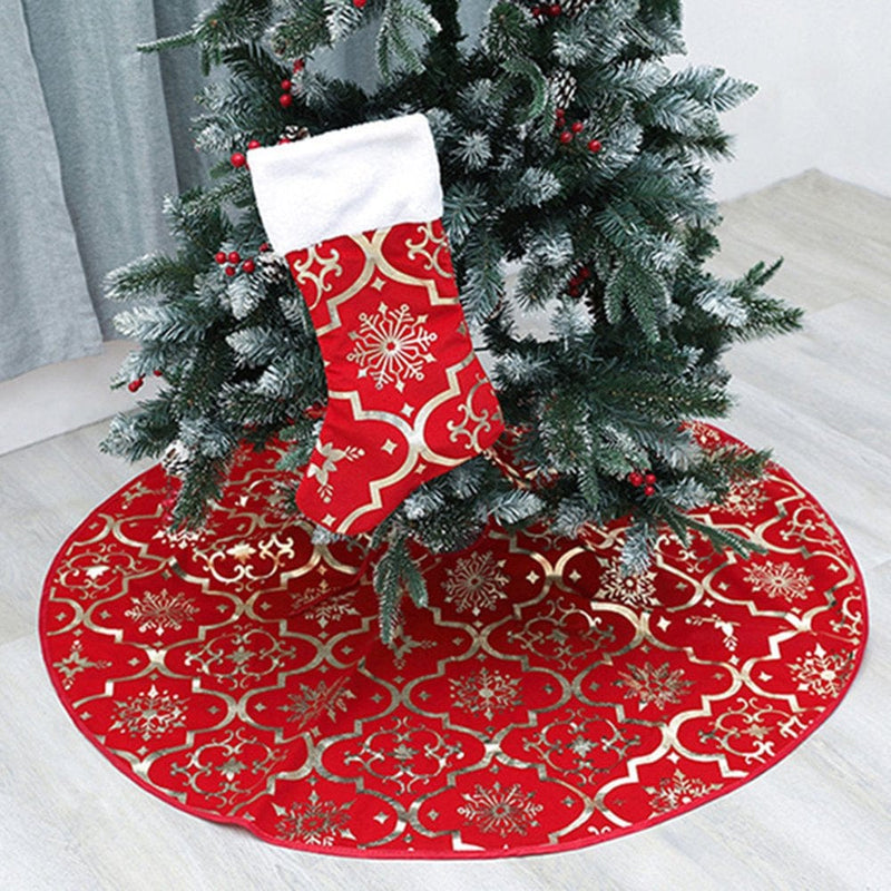 Yesbay 1 Set Christmas Style Tree Skirt Polyester Beautiful Snowflake Pattern Tree Carpet,Bright Red Home & Garden > Decor > Seasonal & Holiday Decorations > Christmas Tree Skirts Yesbay   