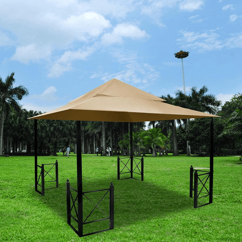 Yescom 12'x12' Canopy Top Replacement Beige for 2-Tier Harbor Gazebo GFS01250A Patio Cover Y01212T01