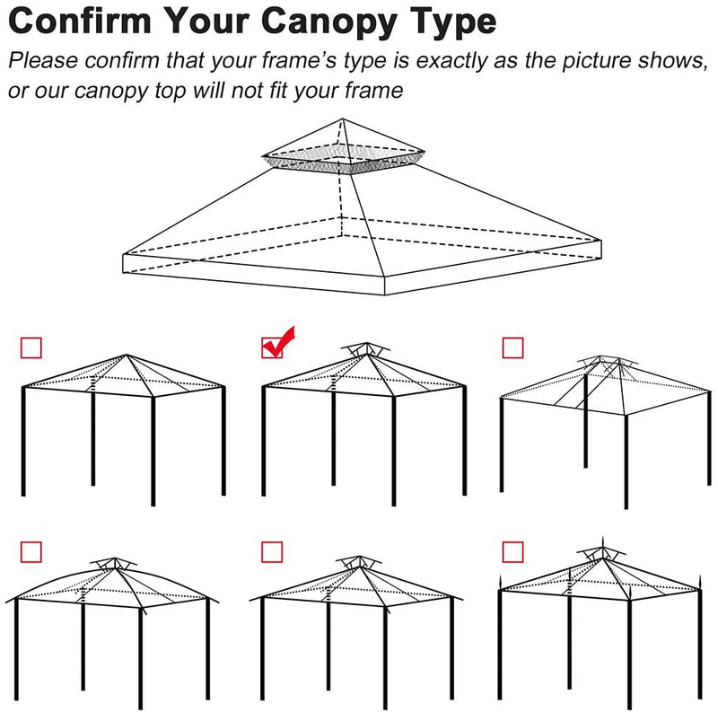 Yescom 12'x12' Gazebo Top Replacement for 2 Tier Outdoor Canopy Cover Patio Garden Yard Coffee Liqueur Y00512T10