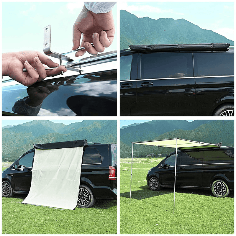 Yescom 6.6X8.2' Car Side Awning with LED Light Pull Out Tent Shelter Pu2000Mm UV50+ Shade SUV Outdoor Camping Beige Sporting Goods > Outdoor Recreation > Camping & Hiking > Tent Accessories Yescom   