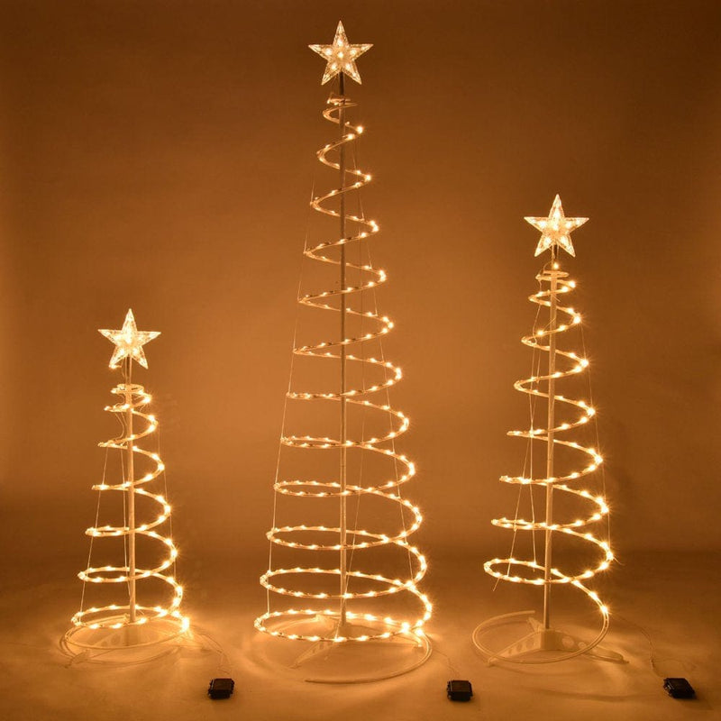 Yescom Set of 3 LED Christmas Spiral Light Kit 6Ft 4Ft 3Ft with Star Finial Yard Home  Yescom Warm White  