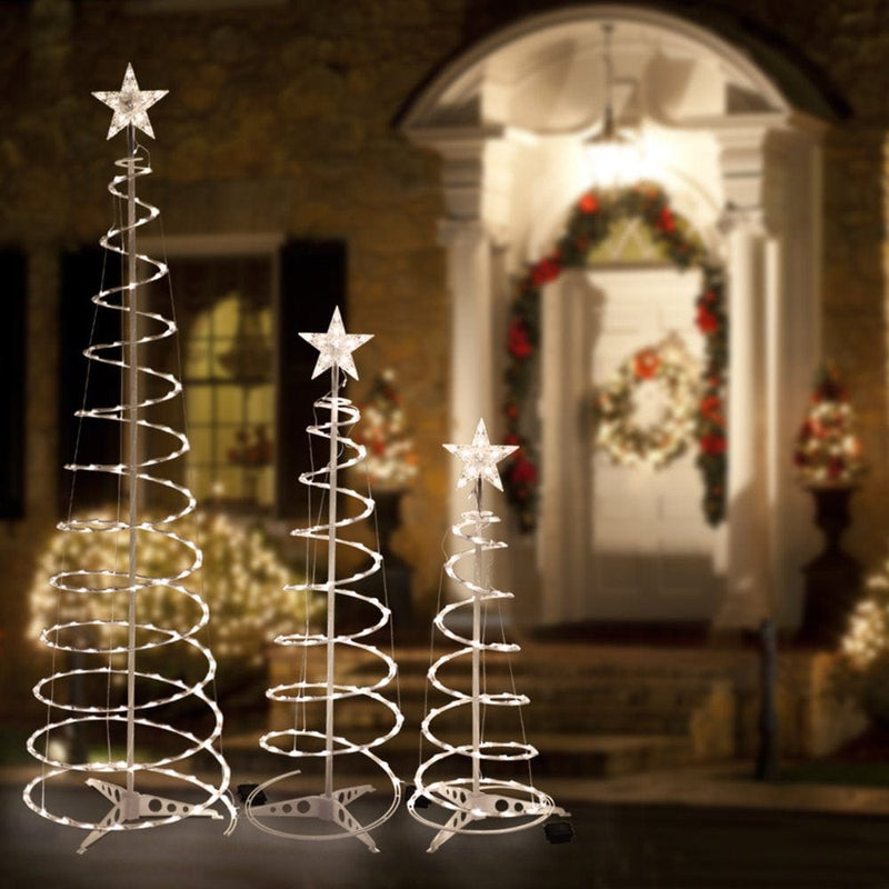 Yescom Set of 3 LED Christmas Spiral Light Kit 6Ft 4Ft 3Ft with Star Finial Yard Home  Yescom   