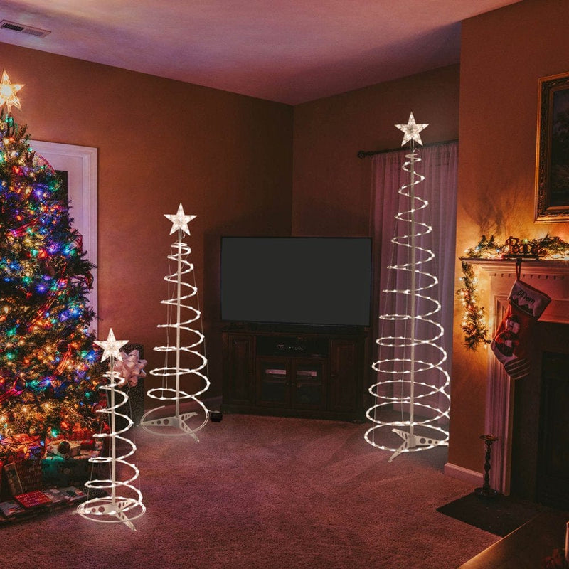 Yescom Set of 3 LED Christmas Spiral Light Kit 6Ft 4Ft 3Ft with Star Finial Yard Home  Yescom   