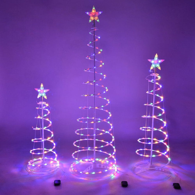Yescom Set of 3 LED Christmas Spiral Light Kit 6Ft 4Ft 3Ft with Star Finial Yard Home  Yescom RGB  