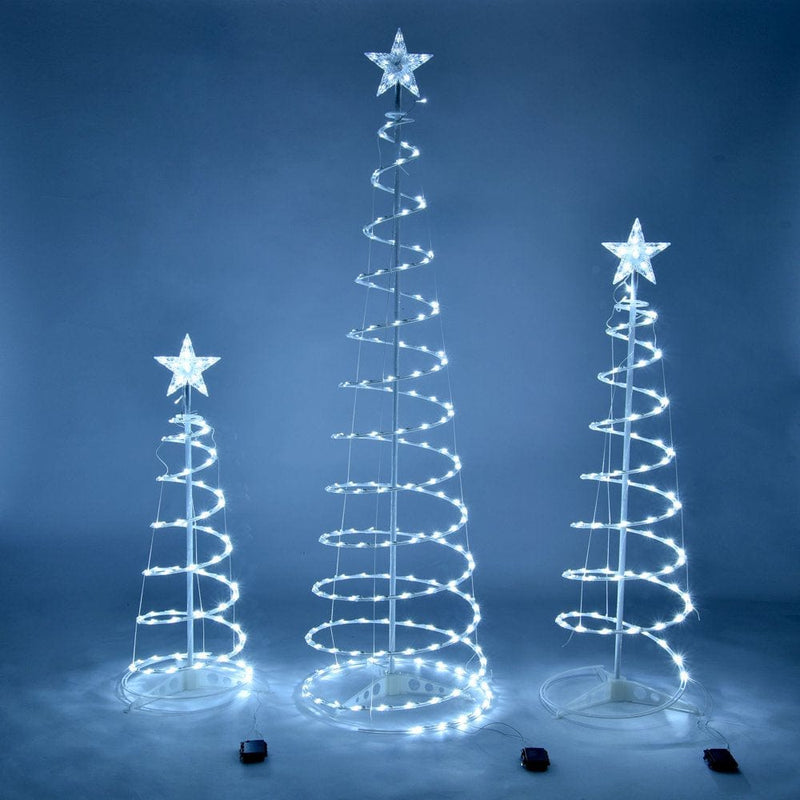Yescom Set of 3 LED Christmas Spiral Light Kit 6Ft 4Ft 3Ft with Star Finial Yard Home  Yescom Cool White  