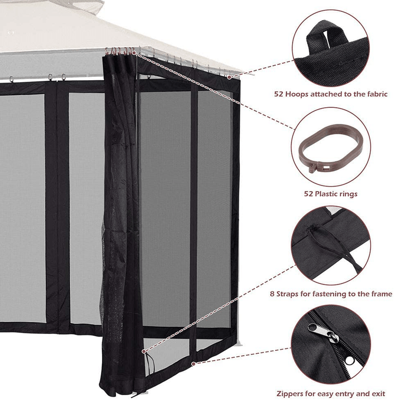 Yescom Universal Replacement Mesh Netting Screen Wall Sidewall Curtain with Zipper for 10x12ft Yard Gazebo Canopy Tent Home & Garden > Lawn & Garden > Outdoor Living > Outdoor Structures > Canopies & Gazebos Yescom   