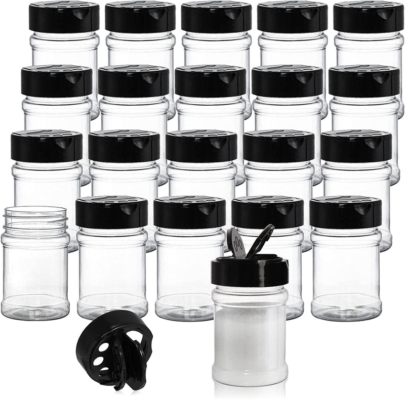 Yesland 20 Pack Plastic Spice Jars Bottles, 5 Oz PET Spice Containers BPA Free with Black Cap, Empty Seasoning Jars Glitter Storage Containers for Storing Spice Herbs Powders Glitter Home & Garden > Decor > Decorative Jars Yesland   