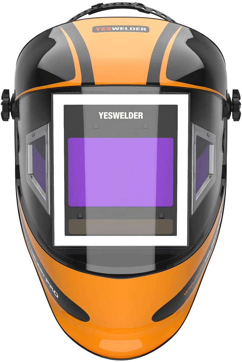 YESWELDER Panoramic 180 View Auto Darkening Welding Helmet with Side View, True Color Highest Optical 1/1/1/1, 4 Arc Sensor Wide Shade 4/5-9/9-13 with Grinding for TIG MIG MMA Plasma Business & Industrial > Work Safety Protective Gear > Welding Helmets YESWELDER   
