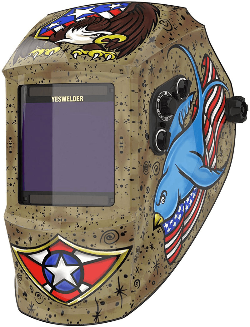 YESWELDER Panoramic 180 View Auto Darkening Welding Helmet with Side View, True Color Highest Optical 1/1/1/1, 4 Arc Sensor Wide Shade 4/5-9/9-13 with Grinding for TIG MIG MMA Plasma Business & Industrial > Work Safety Protective Gear > Welding Helmets YESWELDER EH-091XP  