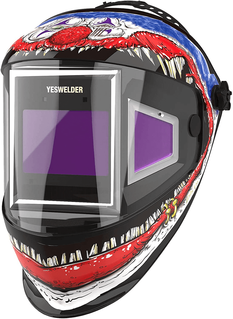 YESWELDER Panoramic 180 View Auto Darkening Welding Helmet with Side View, True Color Highest Optical 1/1/1/1, 4 Arc Sensor Wide Shade 4/5-9/9-13 with Grinding for TIG MIG MMA Plasma Business & Industrial > Work Safety Protective Gear > Welding Helmets YESWELDER EH-302C-CN  