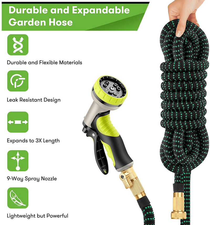 Yetolan Expandable Garden Hose 50 feet with 9 Function High Pressure Nozzle, lightweight Water Hose with Durable 3 Layers Latex Core and Solid Brass Fittings, retractable hose for Washing and Watering Home & Garden > Lawn & Garden > Gardening > Gardening Tools > Gardening Sickles & Machetes Yetolan   