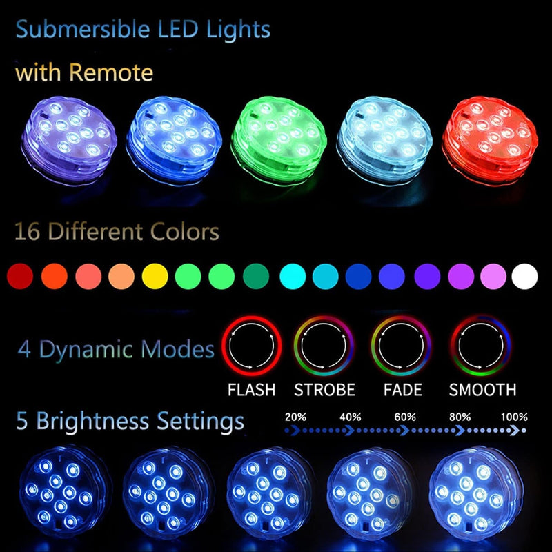 YHGSEE Submersible LED Lights, Waterproof Pond Lights, Pool Light Underwater Decorative Battery Operated RGB Color Changing Tea Lights with Remote Controlled for Outdoor Party (2 Pack) Home & Garden > Pool & Spa > Pool & Spa Accessories YHGSEE   