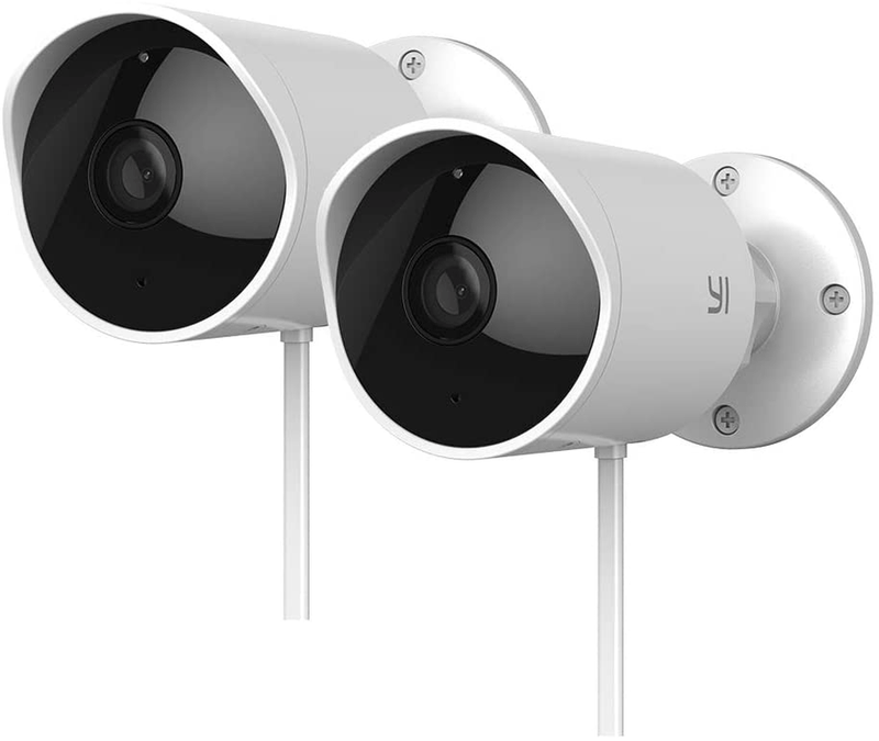 YI Security Camera Outdoor, 1080p Outside Surveillance Front Door IP Smart Cam with Waterproof, WiFi, Cloud, Night Vision, Motion Detection Sensor, Smartphone App, Works with Alexa Cameras & Optics > Cameras > Surveillance Cameras YI White Security Camera 2pc 