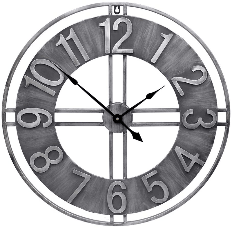 YIDIE 30 inch Large Wall Clock Decorative Solid Metal Retro Decor for Home Farmhouse Living Room Home & Garden > Decor > Clocks > Wall Clocks YIDIE Grey Arabic Numerals 30 inch 